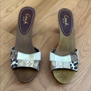 Coach Allissa Patchwork Slide Mules in Neutral Multi-Tone